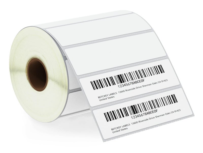 BETCKEY - 4" x 1" (102 mm x 25 mm) Multipurpose Labels Compatible with Zebra & Rollo Label Printer,Premium Adhesive & Perforated [1 Rolls, 1375 Labels] - Image 1